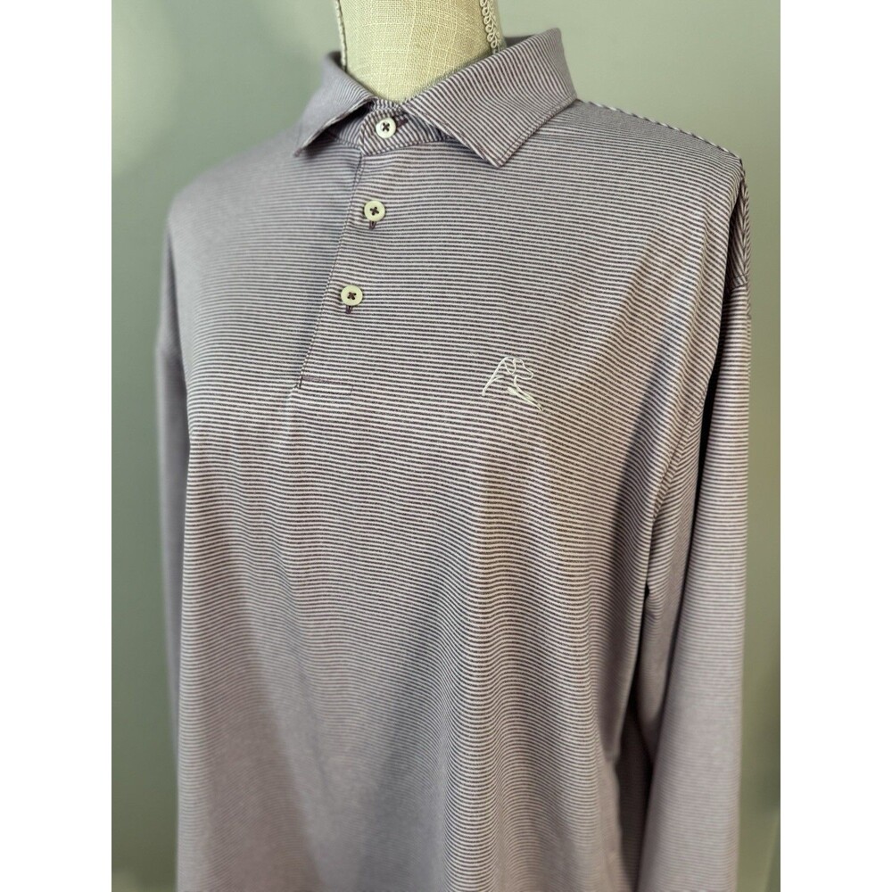 Rhoback Men's Long Sleeve Polo in Lavender Thin Stripe